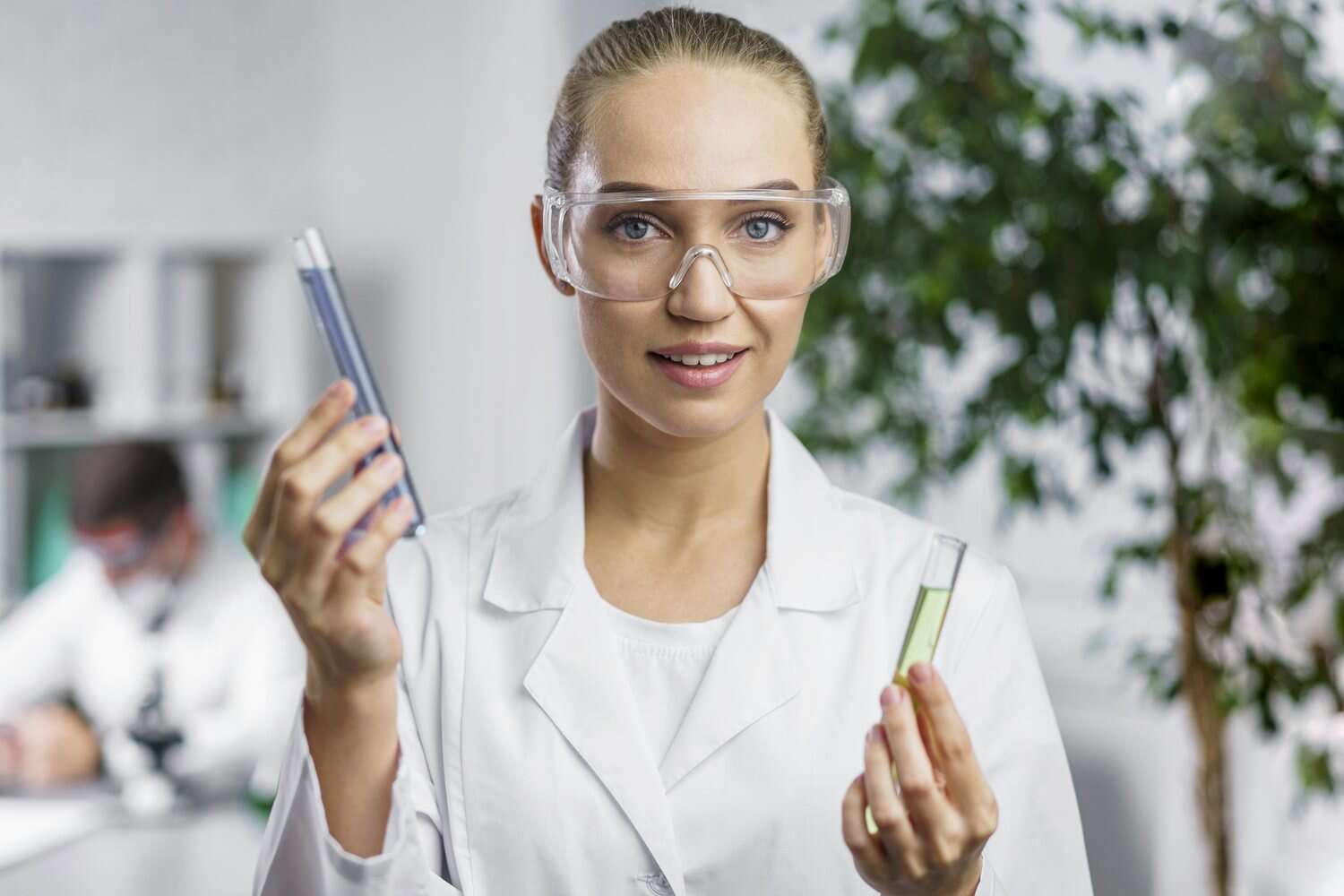 Researcher holding a test tube in the lab